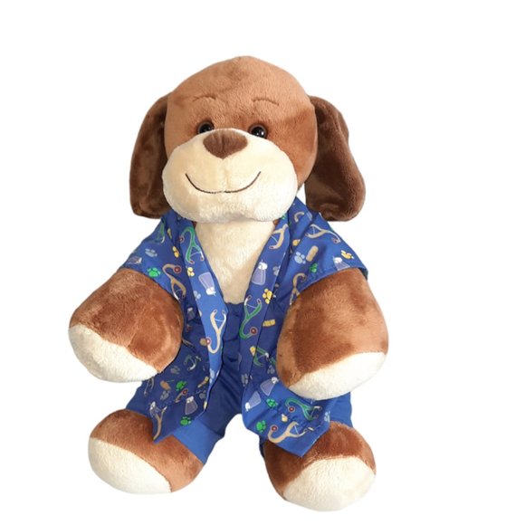 Build A Bear Brown Dog Doctor Nurse Scrubs Plush Stuffed Animal 12" - Picture 1 of 8